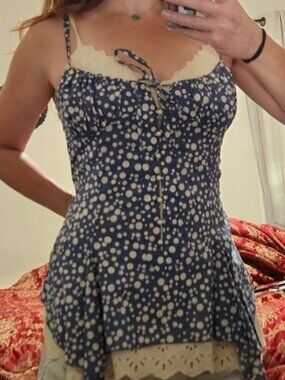 ❤️ VINTAGE Y2K HAZEL BOHO COTTON EYELET RUFFLE PEASANT TOP, 4